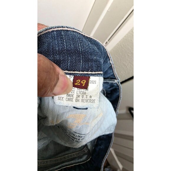 7 For All Mankind Flare Women's Blue Bootcut Jeans Size 29 Distressed Denim - Picture 9 of 10